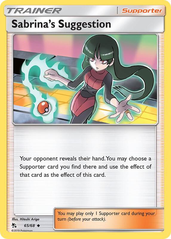Sabrina's Suggestion Pokemon card from Hidden Fates