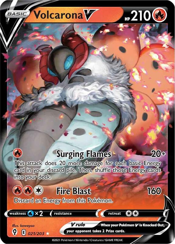 Volcarona V Pokemon card from SWSH07: Evolving Skies