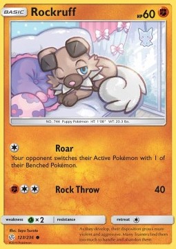 Rockruff Pokemon card from Cosmic Eclipse