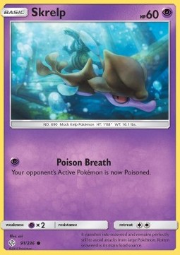 Skrelp Pokemon card from Cosmic Eclipse