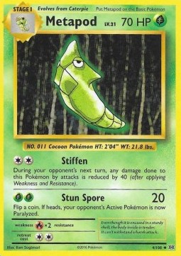 Metapod Pokemon card from Evolutions