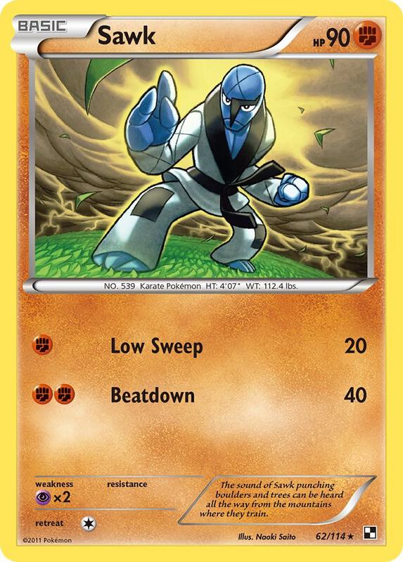 Sawk Pokemon card from Black and White