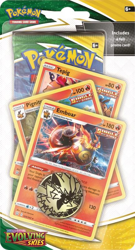Evolving Skies Premium Checklane Blister [Emboar] Pokemon card from SWSH07: Evolving
