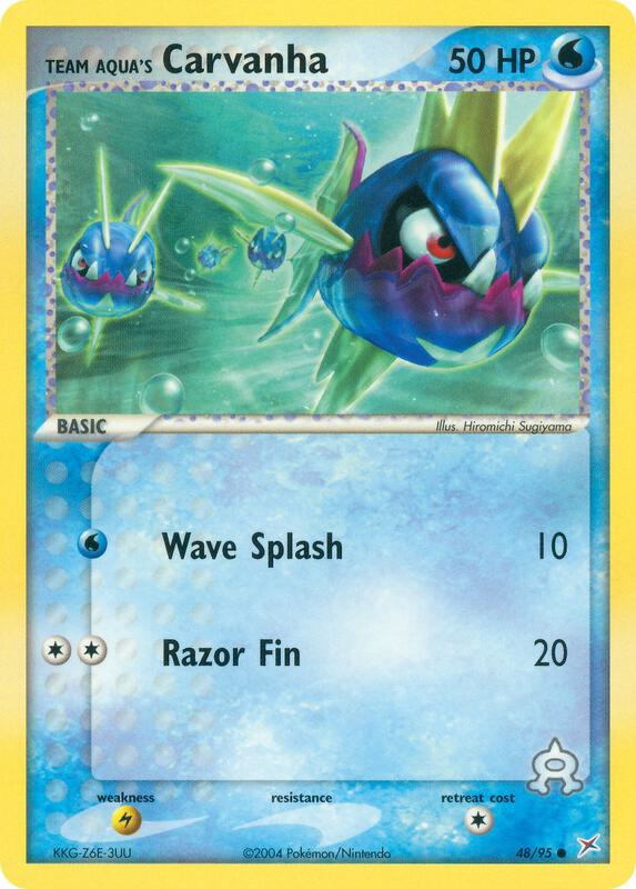 Team Aqua's Carvanha Pokemon card from Team Magma vs Team Aqua
