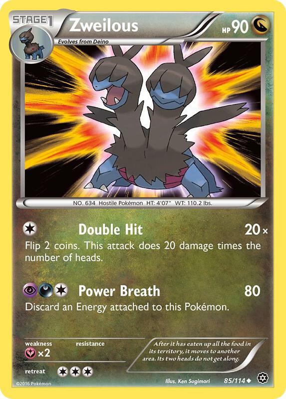 Zweilous Pokemon card from XY - Steam Siege