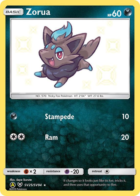 Zorua Pokemon card from Hidden Fates: Shiny Vault
