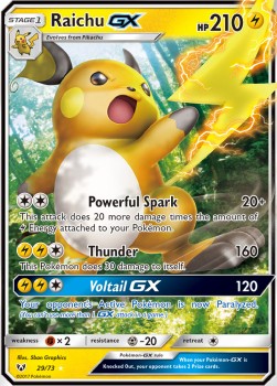 Raichu GX Pokemon card from Shining Legends