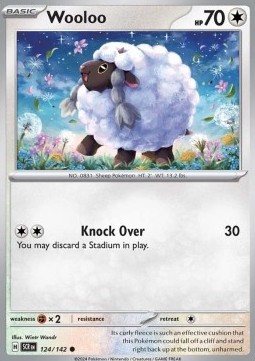 Wooloo Pokemon card from Stellar Crown