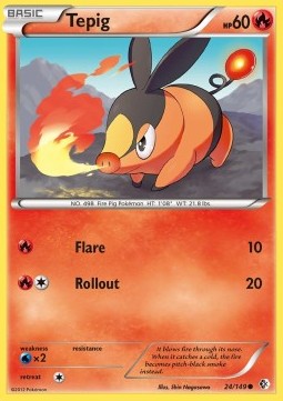 Tepig Pokemon card from Boundaries Crossed
