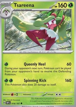 Tsareena Pokemon card from Obsidian Flames