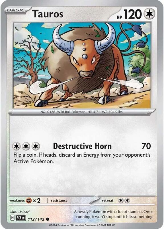 Tauros Pokemon card from SV07: Stellar Crown