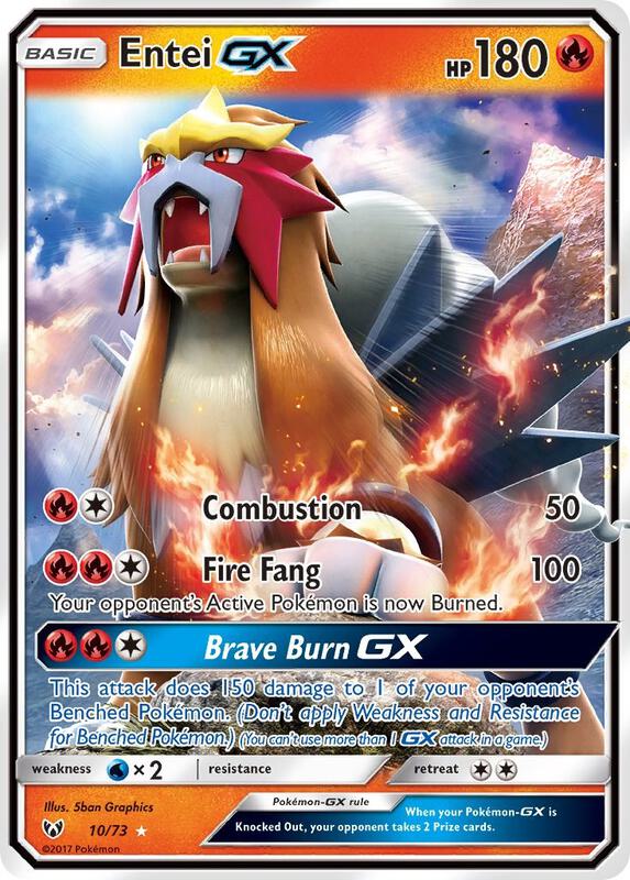 Entei GX Pokemon card from Shining Legends