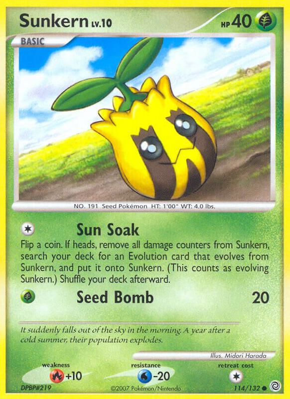 Sunkern Pokemon card from Secret Wonders