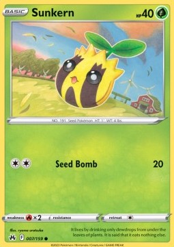 Sunkern Pokemon card from Crown Zenith