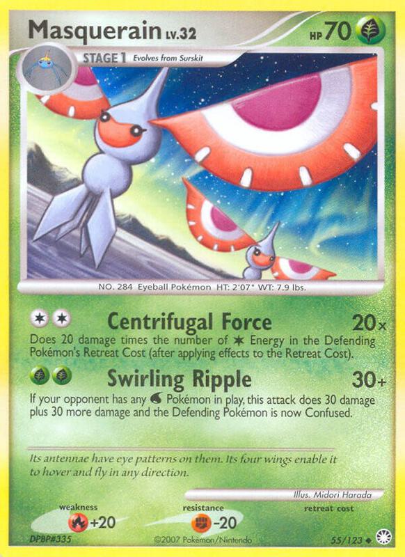 Masquerain Pokemon card from Mysterious Treasures