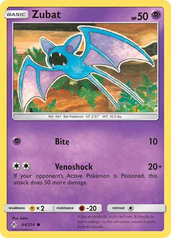 Zubat Pokemon card from SM - Unbroken Bonds