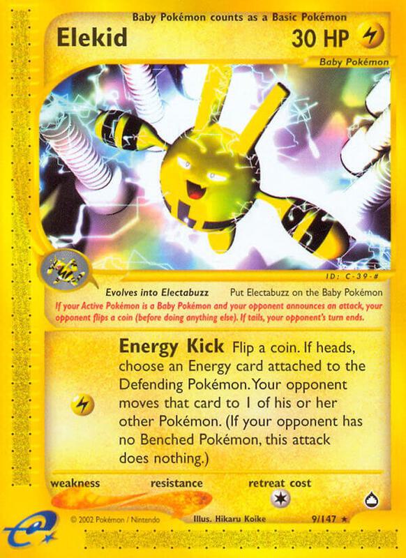 Elekid Pokemon card from Aquapolis