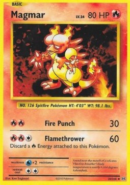 Magmar Pokemon card from Evolutions