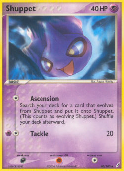 Shuppet Pokemon card from EX Crystal Guardians