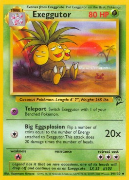 Exeggutor (Holo) Pokemon card from Base Set 2