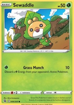 Sewaddle Pokemon card from Fusion Strike