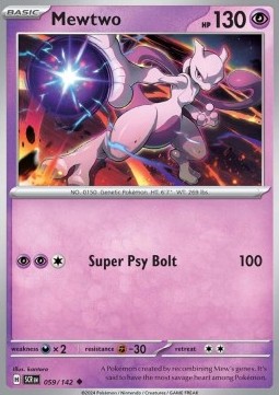 Mewtwo Pokemon card from Stellar Crown