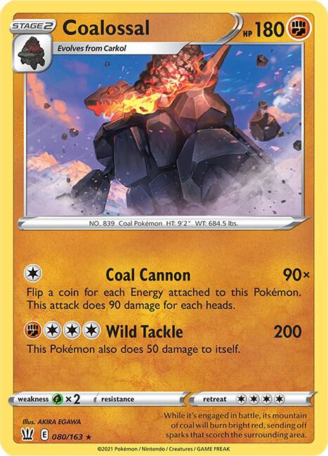 Coalossal Pokemon card from SWSH05: Battle