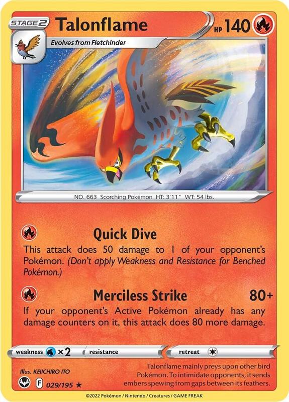 Talonflame Pokemon card from SWSH12: Silver