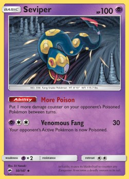 Seviper Pokemon card from Burning Shadows