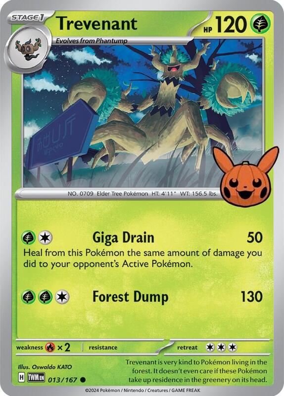 Trevenant Pokemon card from Trick or Trade BOOster Bundle 2024