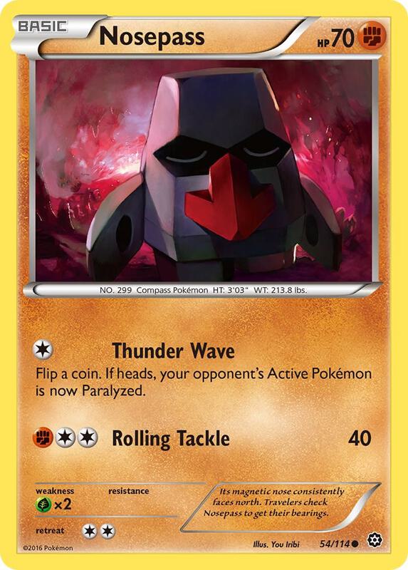 Nosepass Pokemon card from XY - Steam Siege