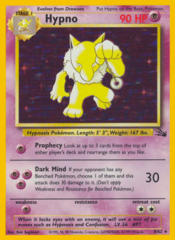 Hypno Pokemon card from Fossil