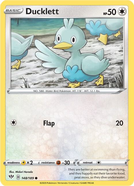 Ducklett Pokemon card from SWSH03: Darkness Ablaze