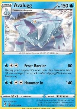 Avalugg Pokemon card from Evolving Skies