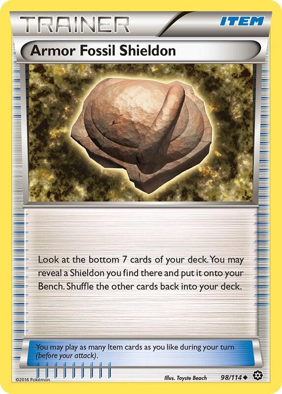Armor Fossil Shieldon Pokemon card from XY - Steam Siege