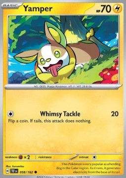 Yamper Pokemon card from Temporal Forces