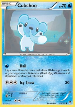 Cubchoo Pokemon card from Plasma Storm