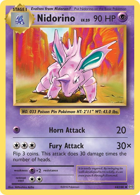 Nidorino Pokemon card from XY - Evolutions