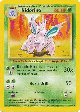 Nidorino Pokemon card from Base Set