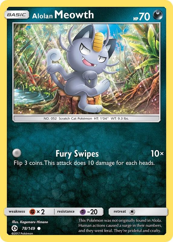 Alolan Meowth Pokemon card from SM Base Set