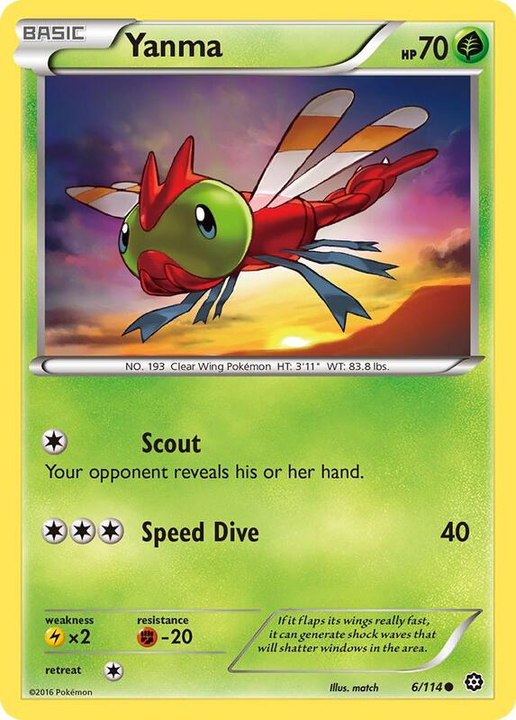 Yanma Pokemon card from XY - Steam Siege