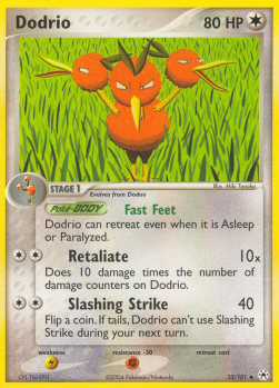 Dodrio Pokemon card from EX Hidden Legends