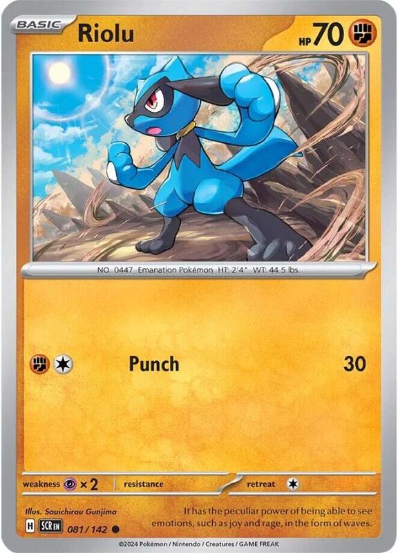 Riolu Pokemon card from SV07: Stellar Crown