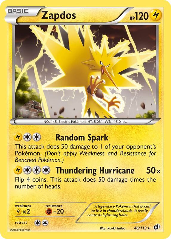 Zapdos Pokemon card from Legendary Treasures
