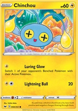 Chinchou Pokemon card from Sword Shield