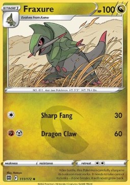 Fraxure Pokemon card from Brilliant Stars