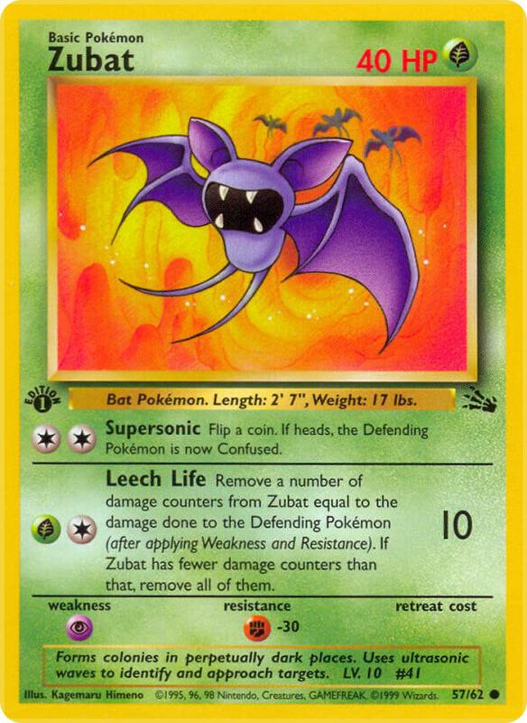 Zubat Pokemon card from Fossil