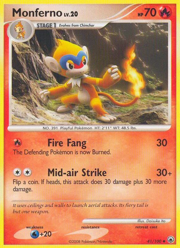 Monferno Pokemon card from Majestic Dawn