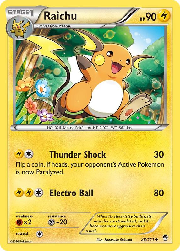 Raichu Pokemon card from XY - Furious Fists