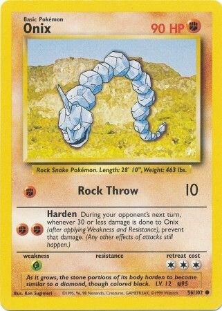 Onix Pokemon card from Base Set